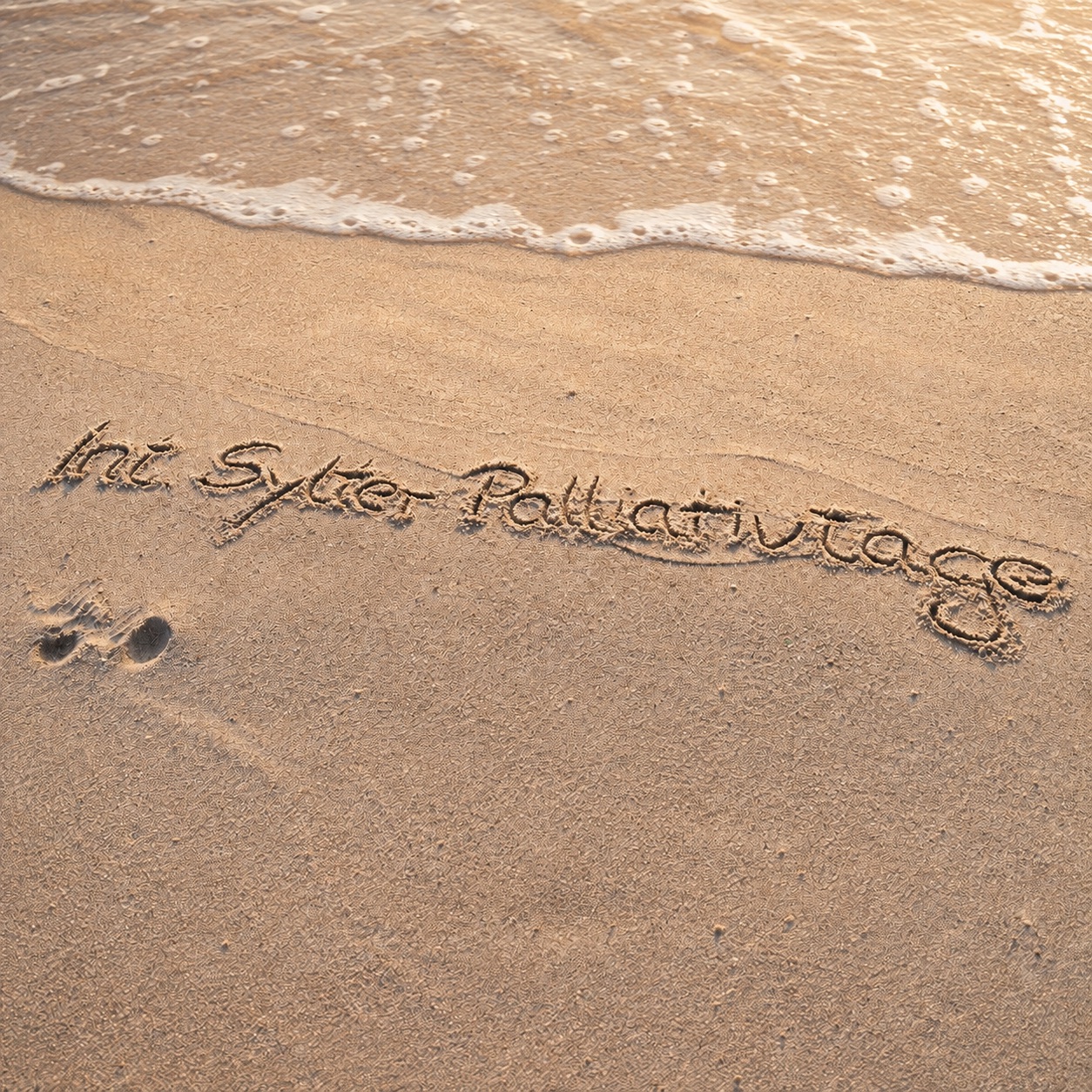 Schriftzug Internationale Sylter Palliativtage im Sand am Strand von Sylt